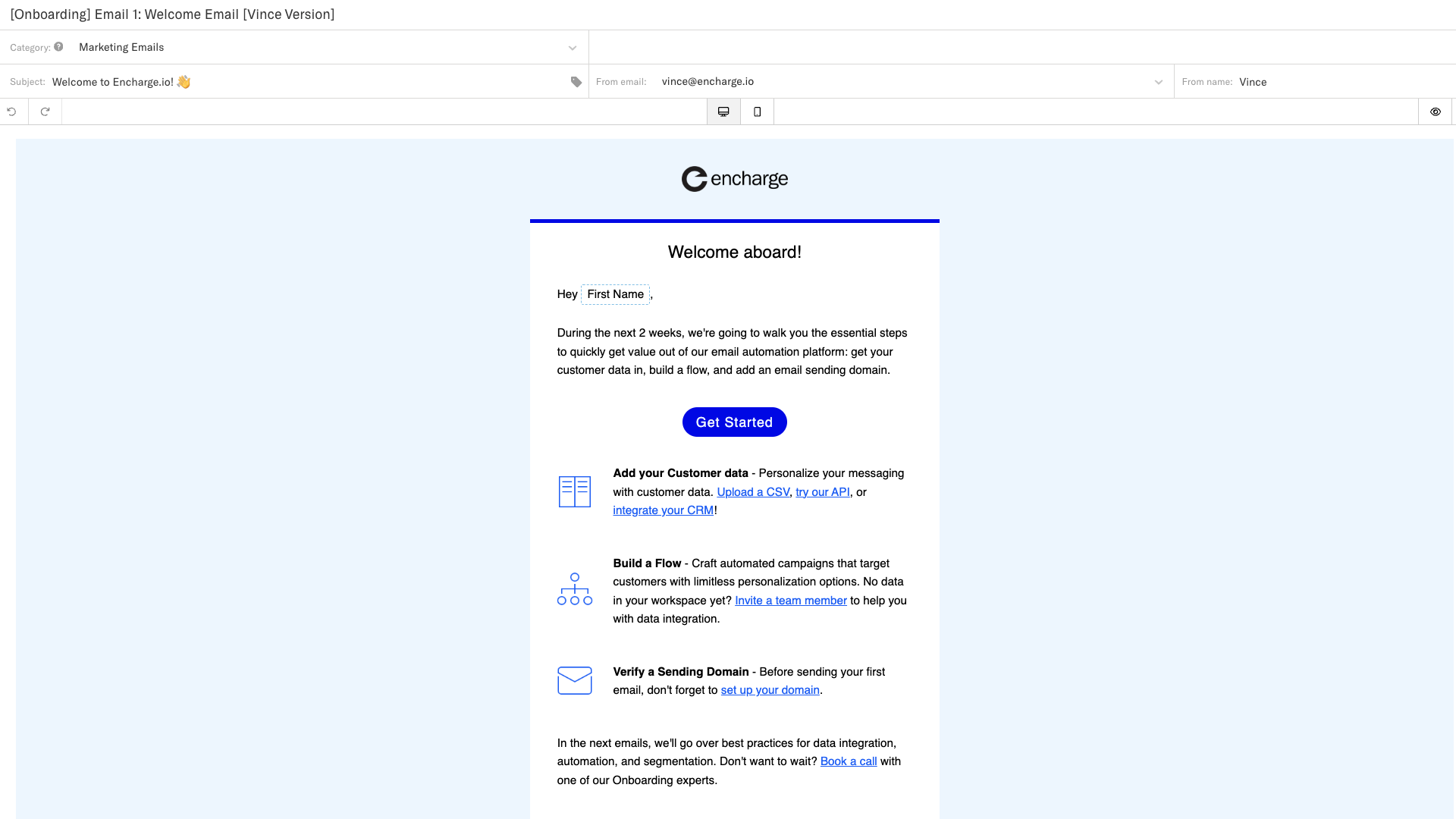 Éditeur d'e-mail par glisser-déposer