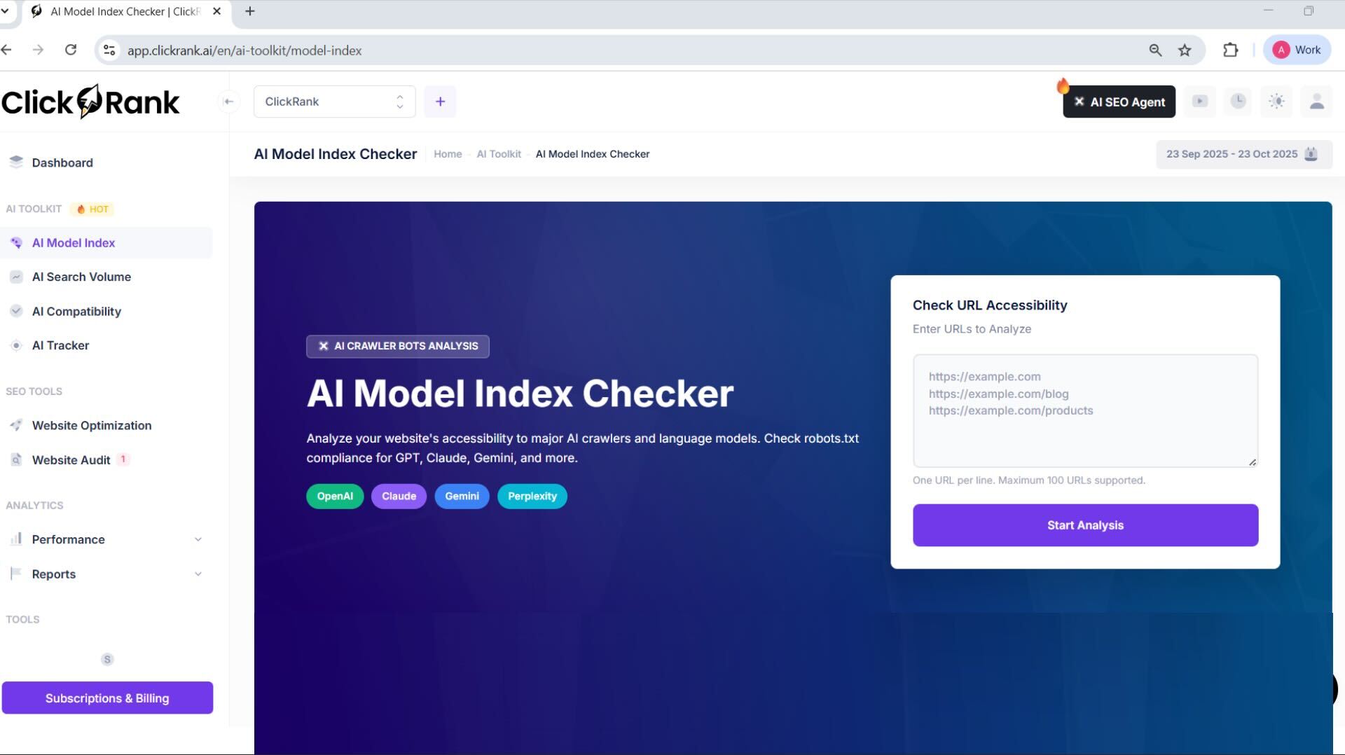Vérificateur d'index de modèle IA
