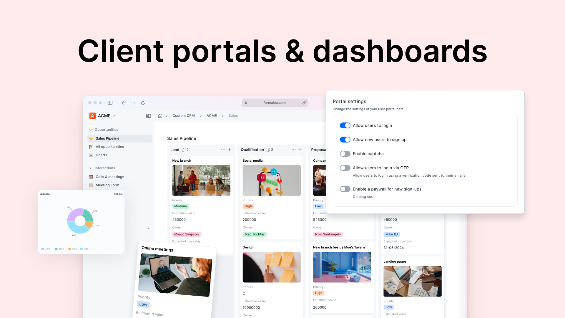 Portails clients et tableaux de bord