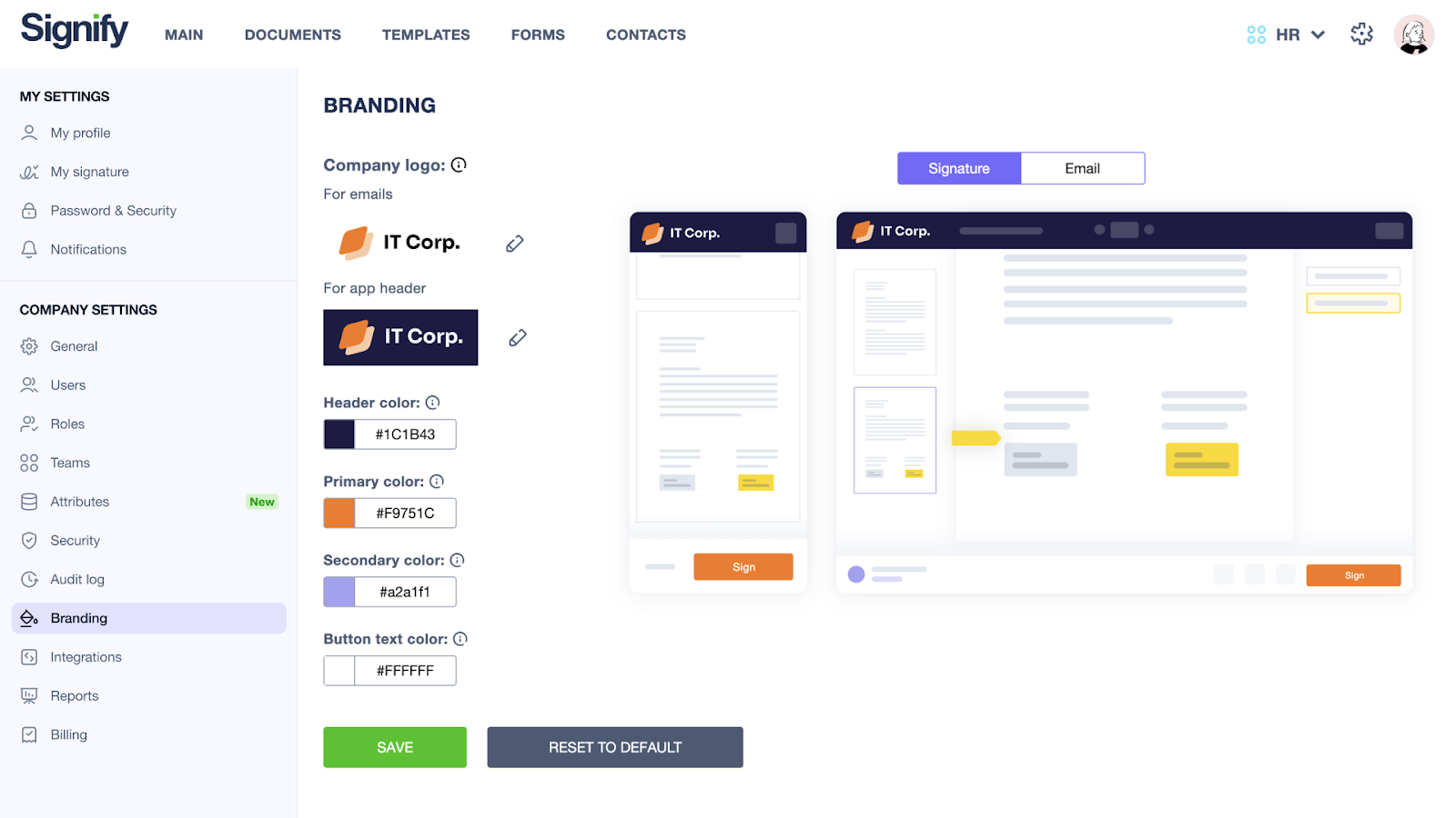 Options de branding