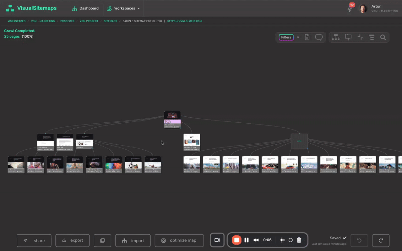 AI-optimized visual sitemaps
