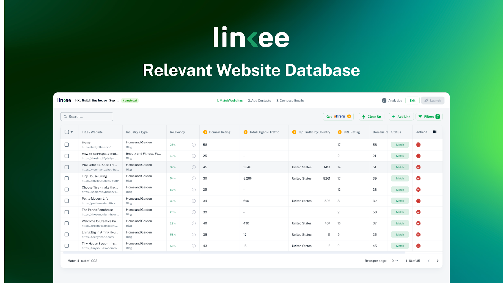 Base de données de sites web