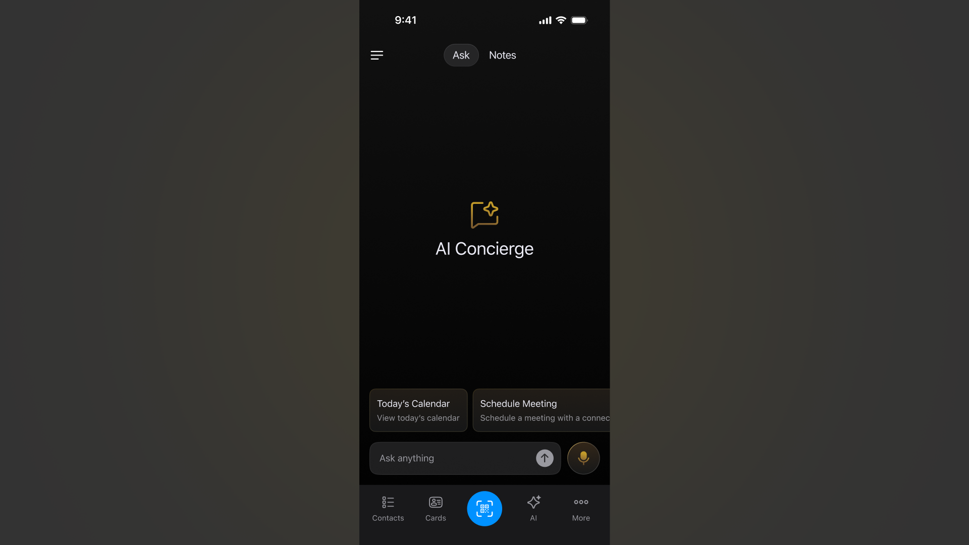 Interface du concierge IA