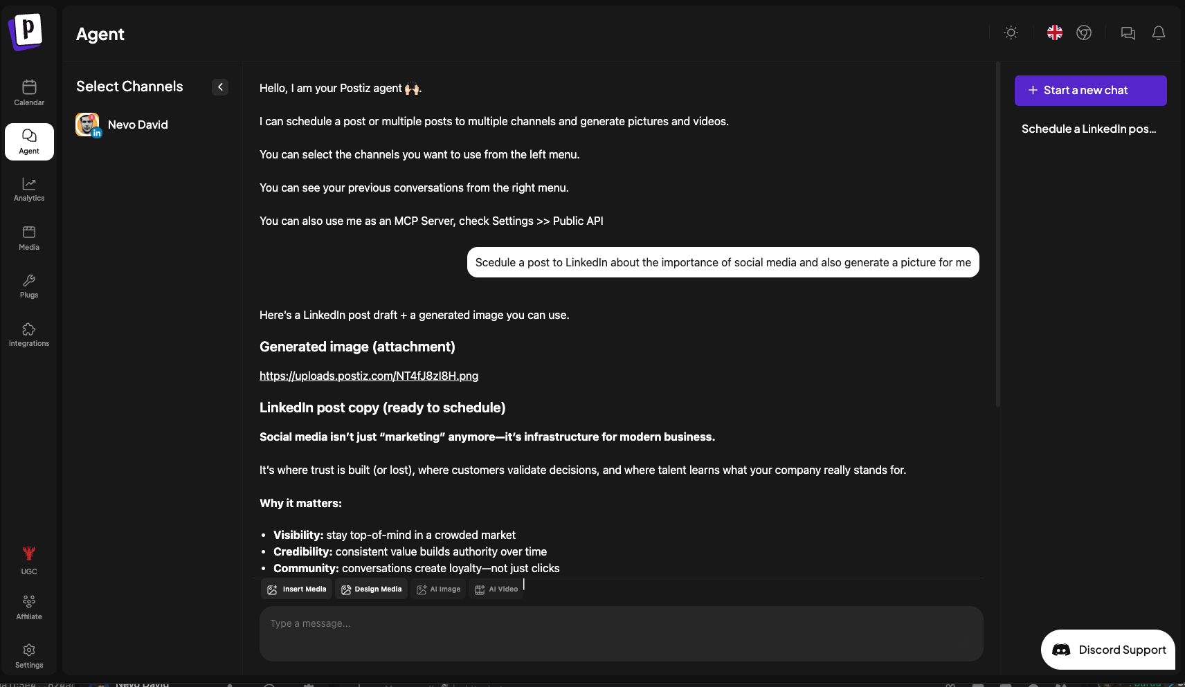 Discussion avec l'agent