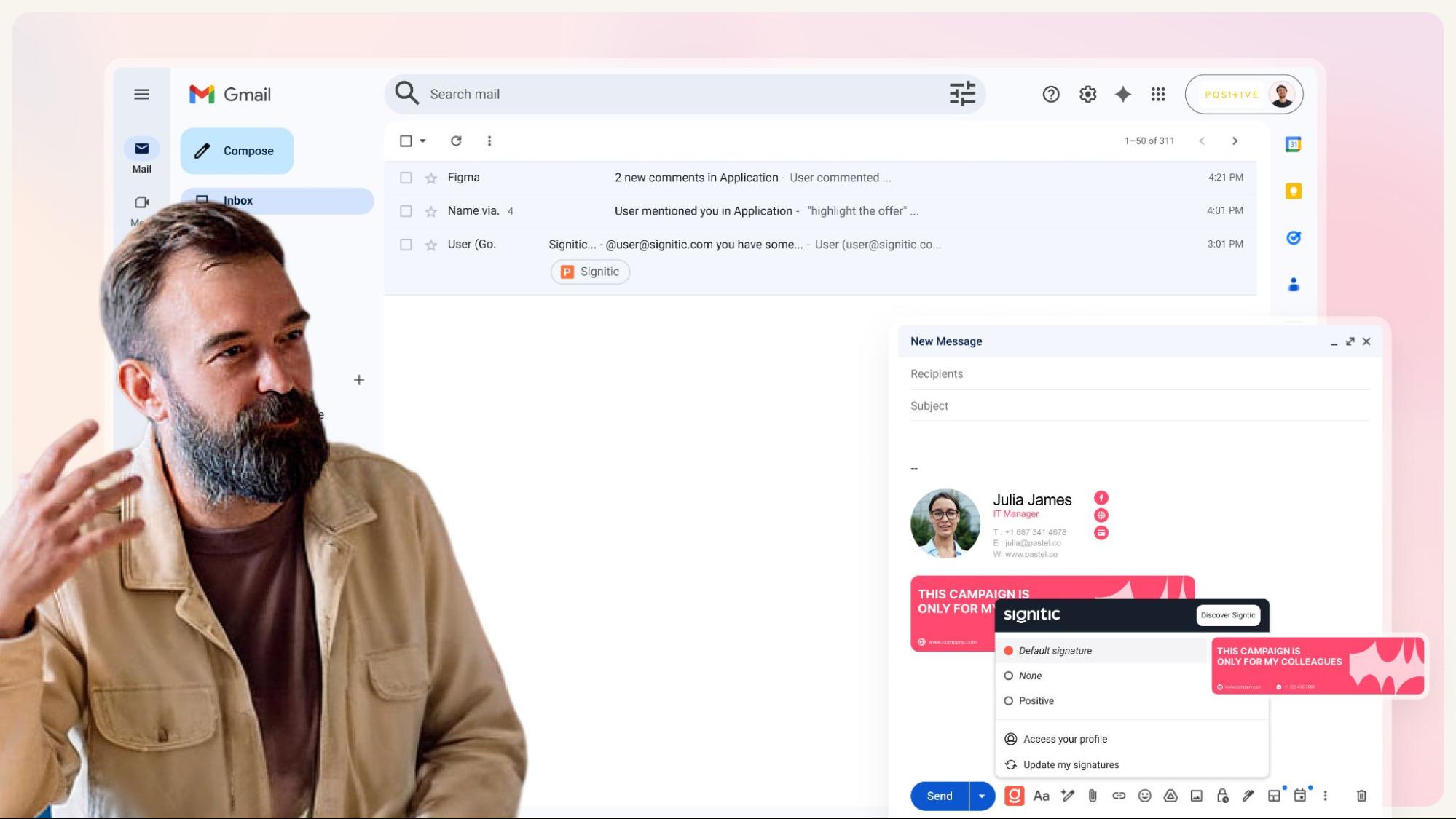 Intégration d'email et choix de signature