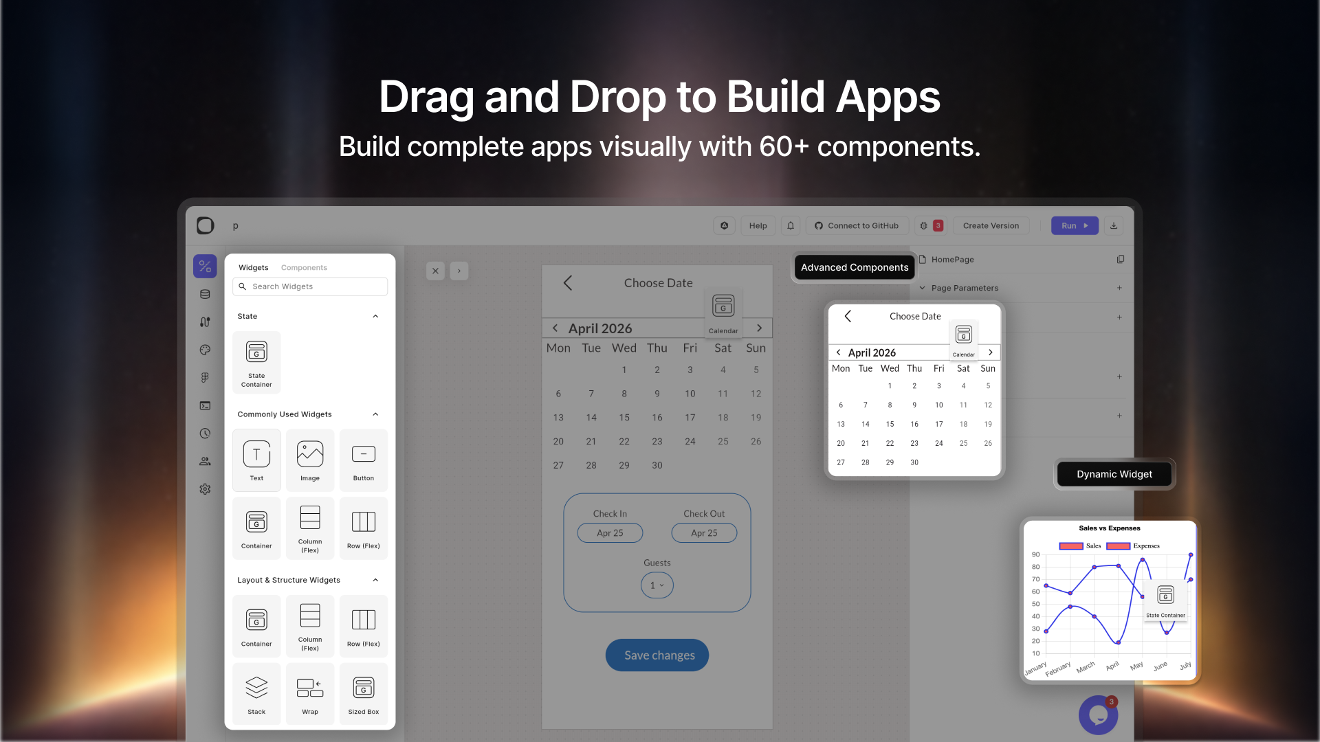 Interface de constructeur d'application par glisser-déposer
