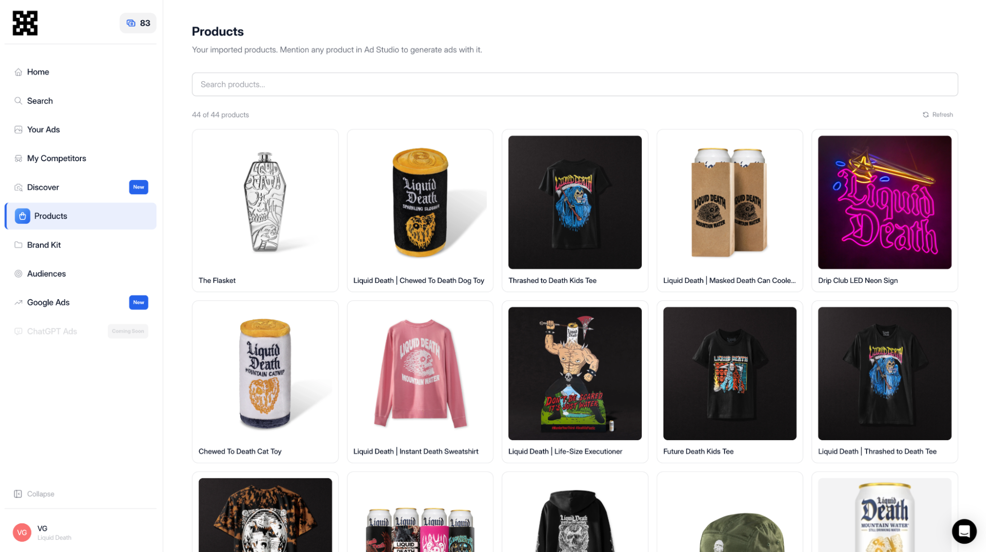 Catalogue de produits