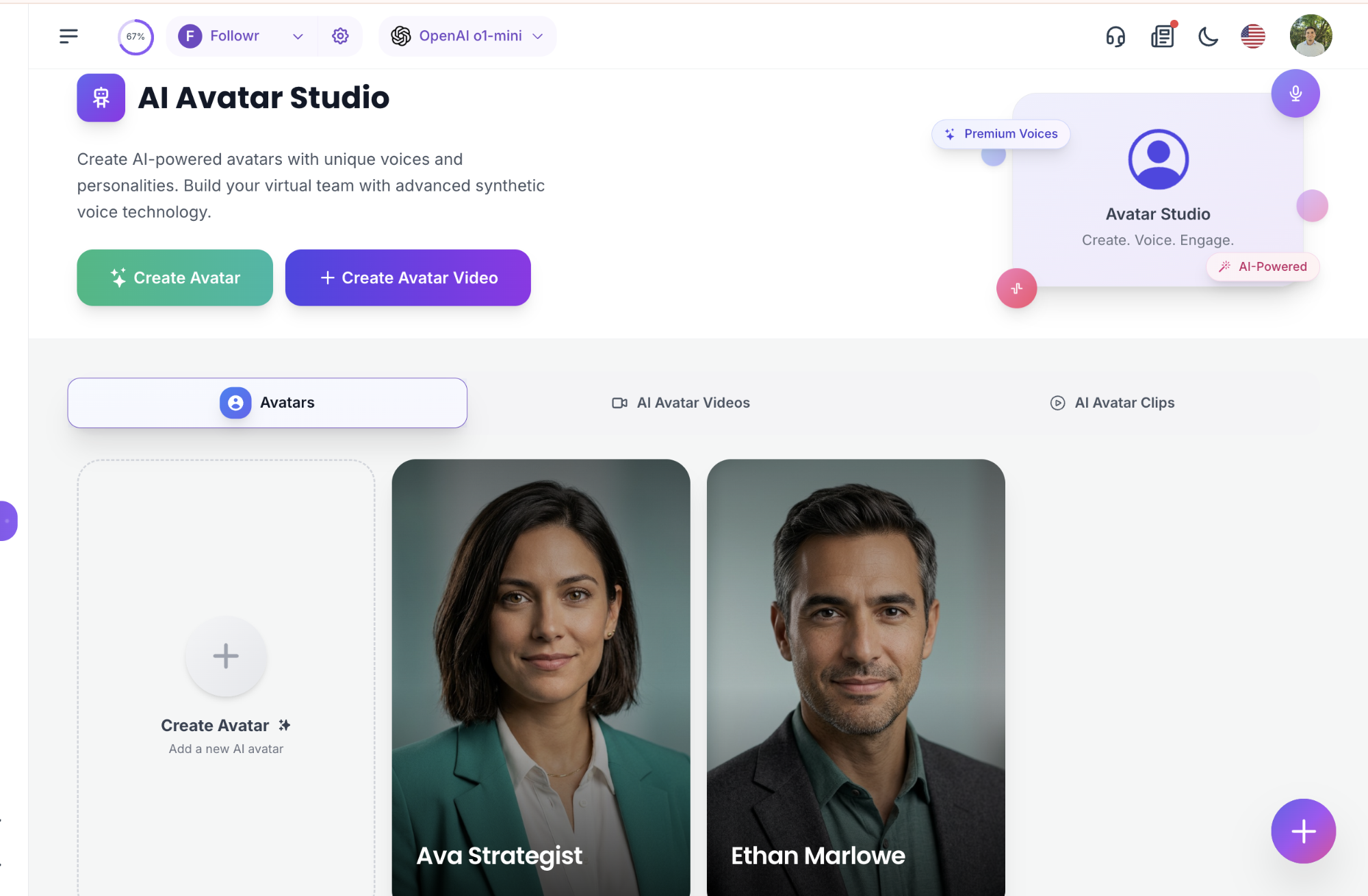 studio d'avatar IA
