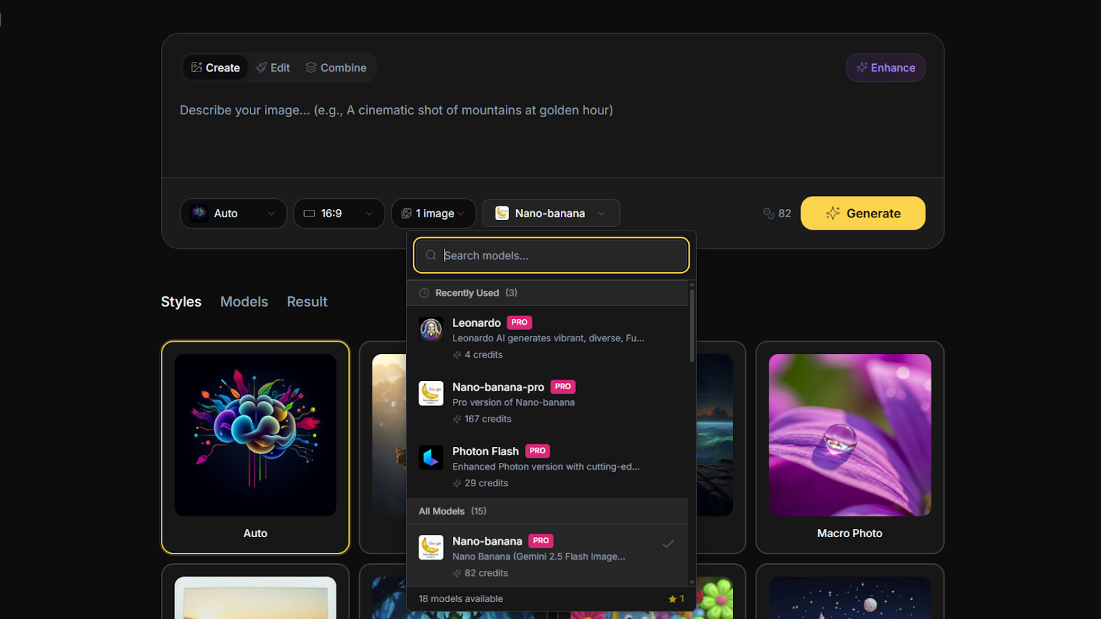 Interface de génération d'images