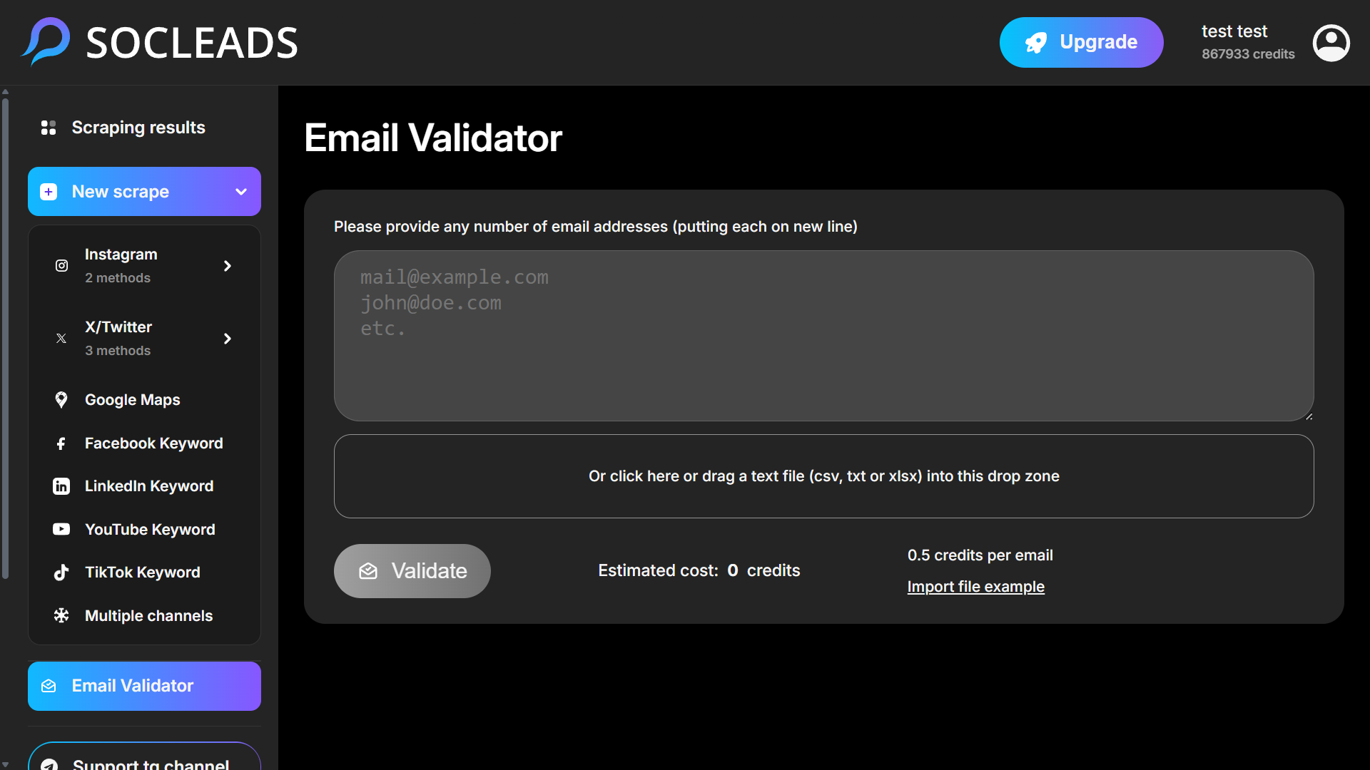 Valider les emails
