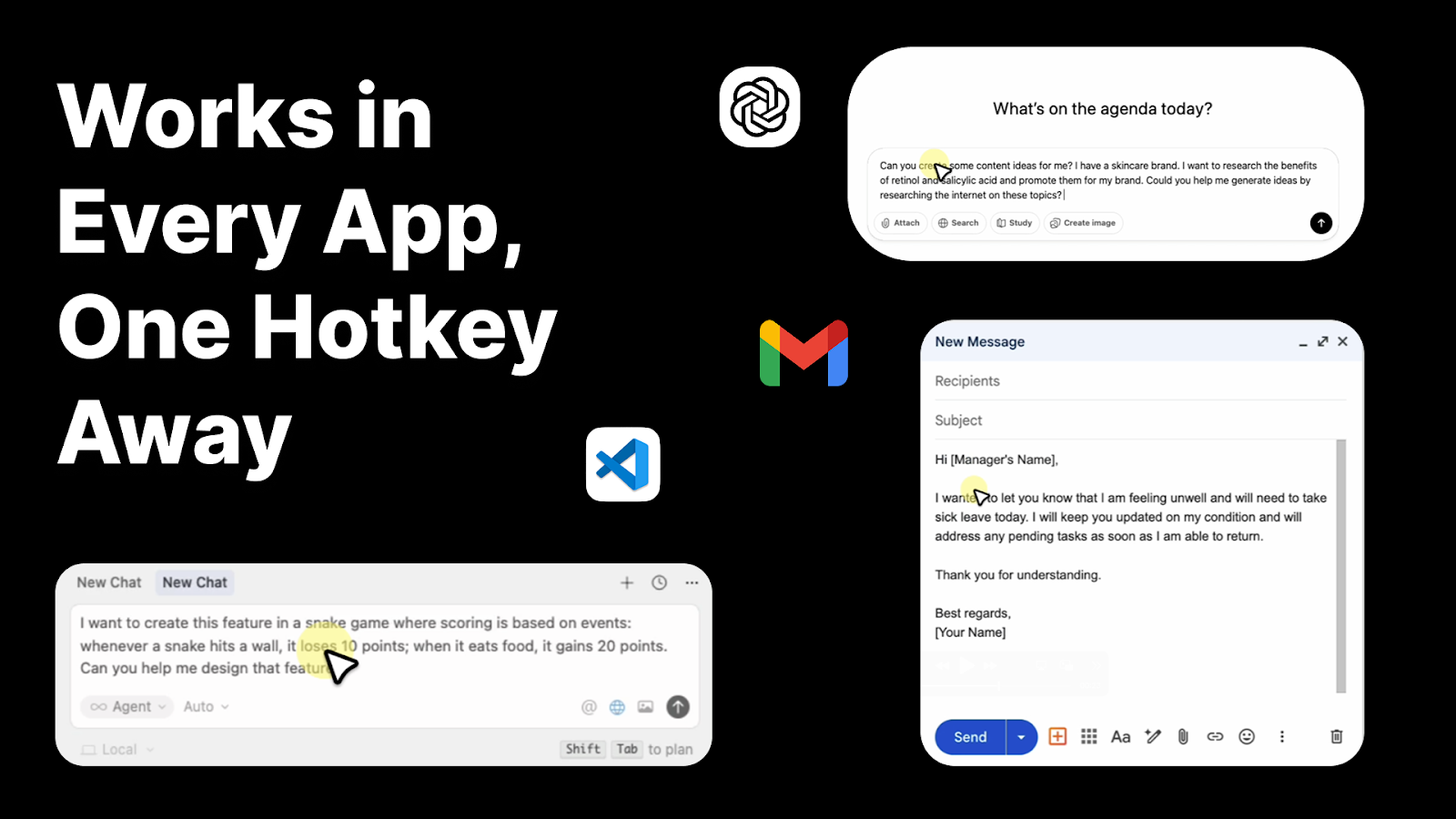 Raccourci entre les applications