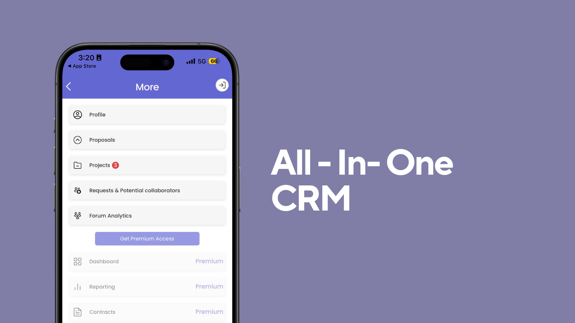 menu des options CRM Premium