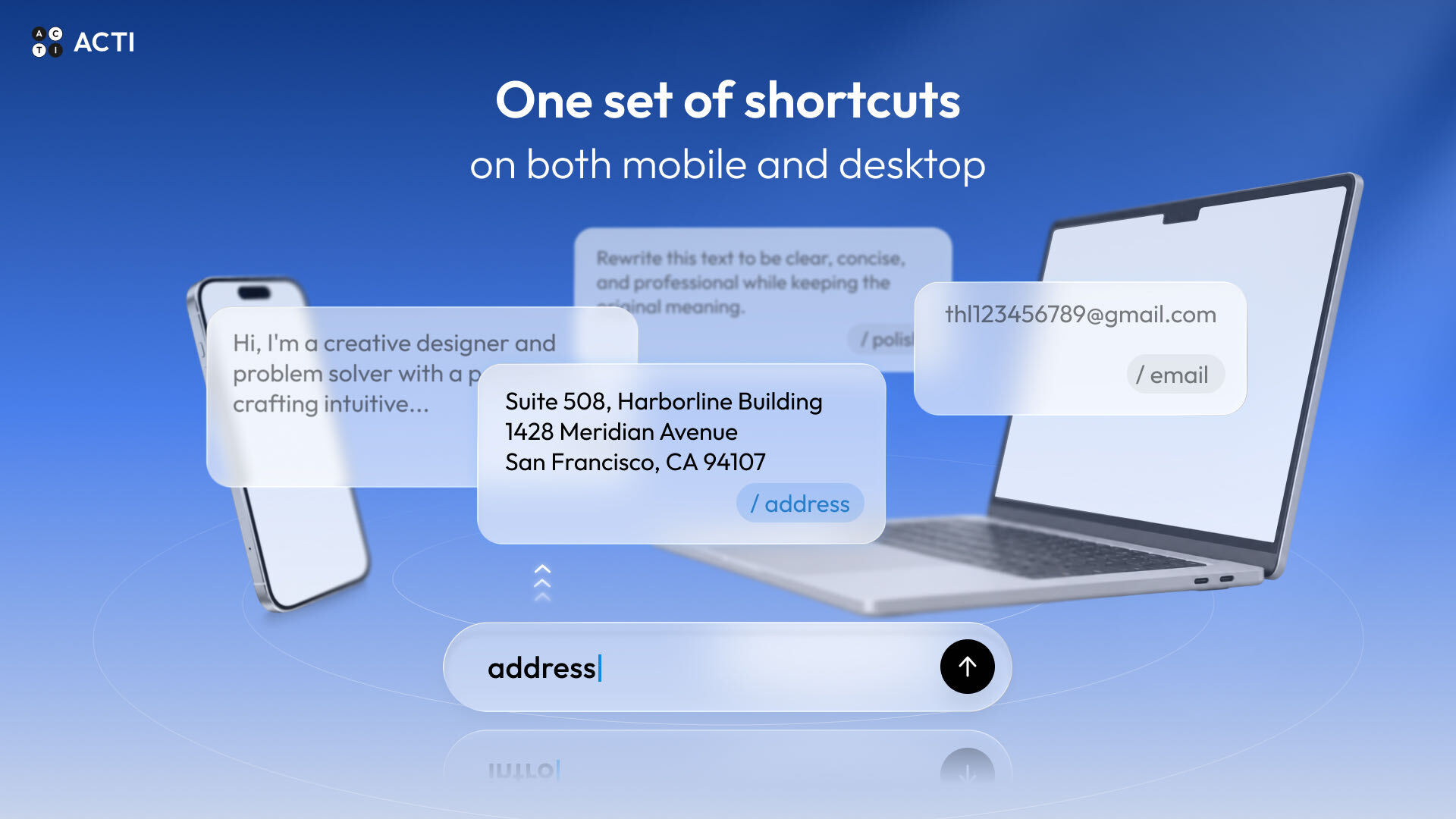 Raccourcis pour appareils mobiles et ordinateurs