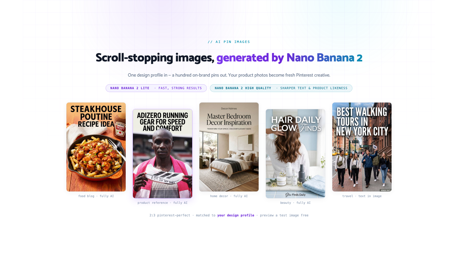 Épingles Pinterest créées avec Pin Generator à l'aide de Nano Banana 2