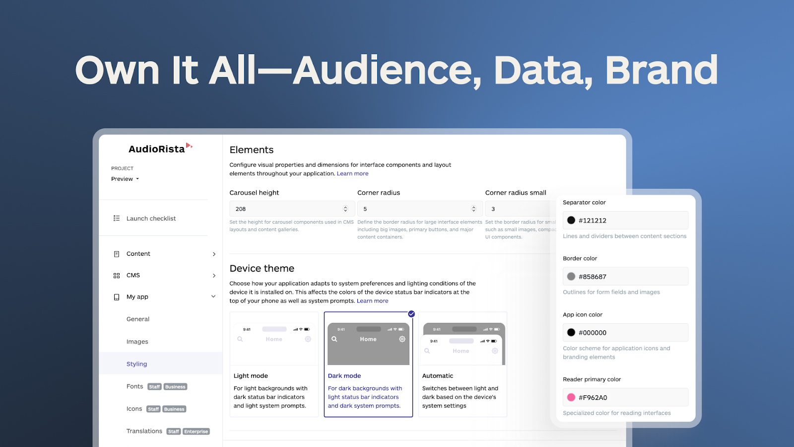 Données de l'application