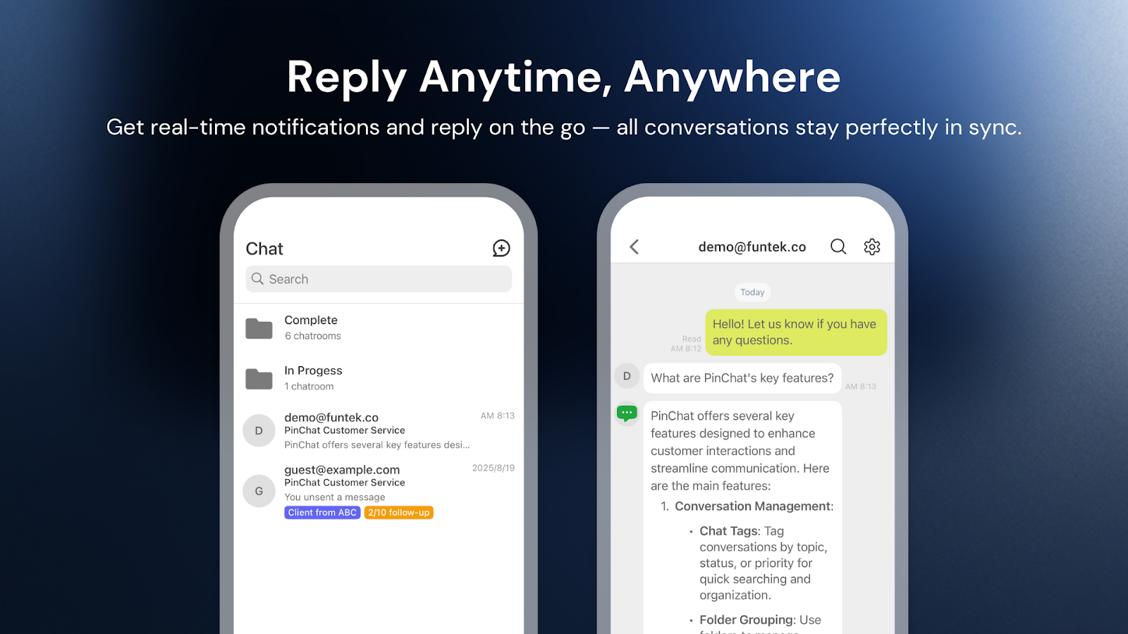 Interface de chat de l'application mobile
