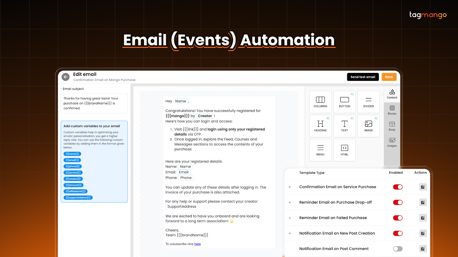 Notifications par e-mail automatisées