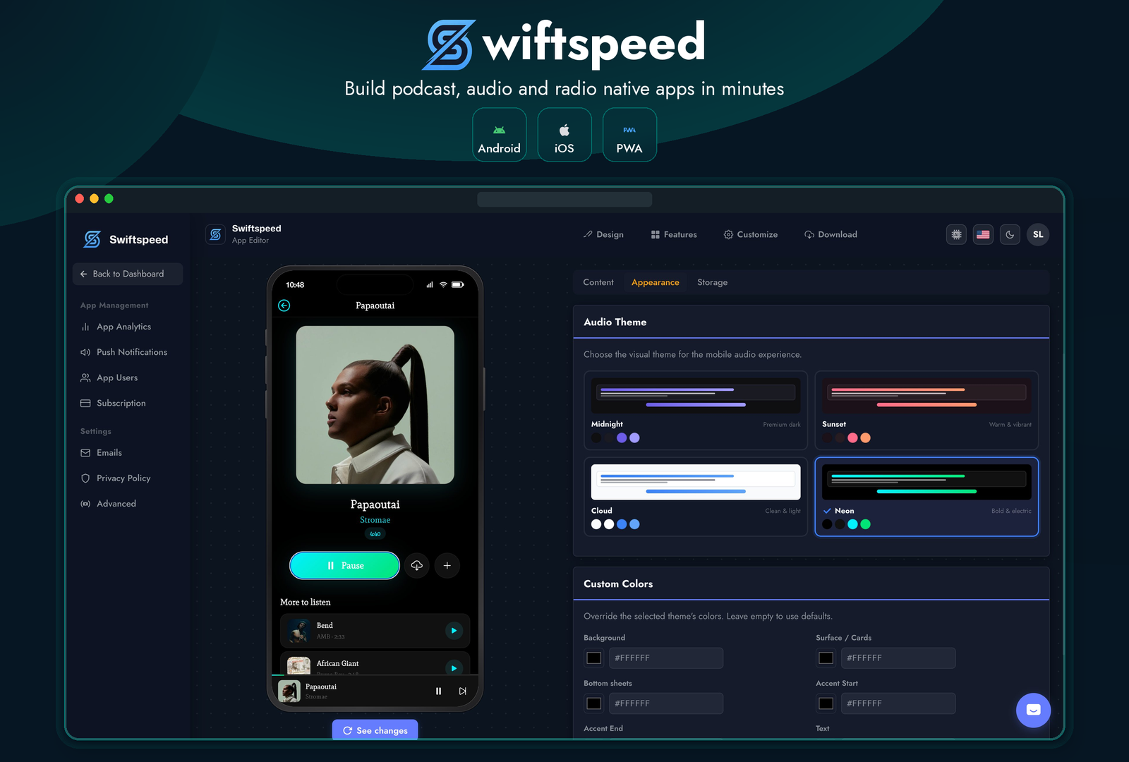 Applications de podcast, audio et radio