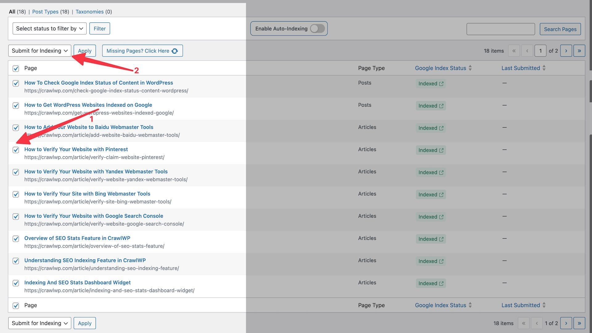 Indexation en masse