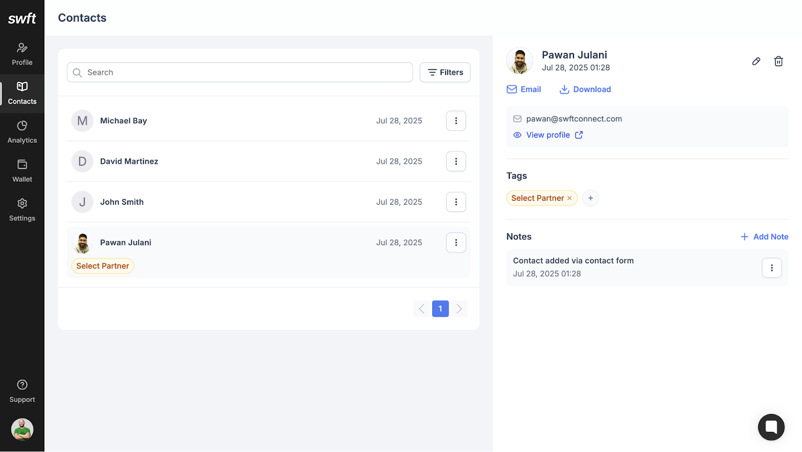Informations de contact des prospects