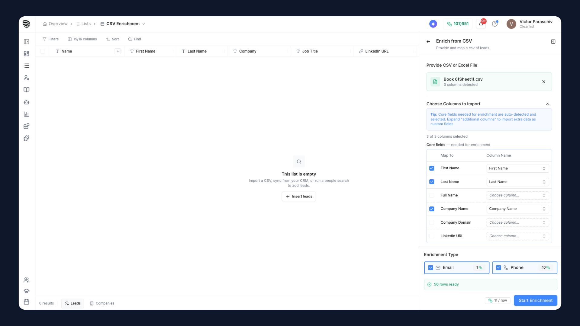 Fonctionnalité d'importation depuis CSV