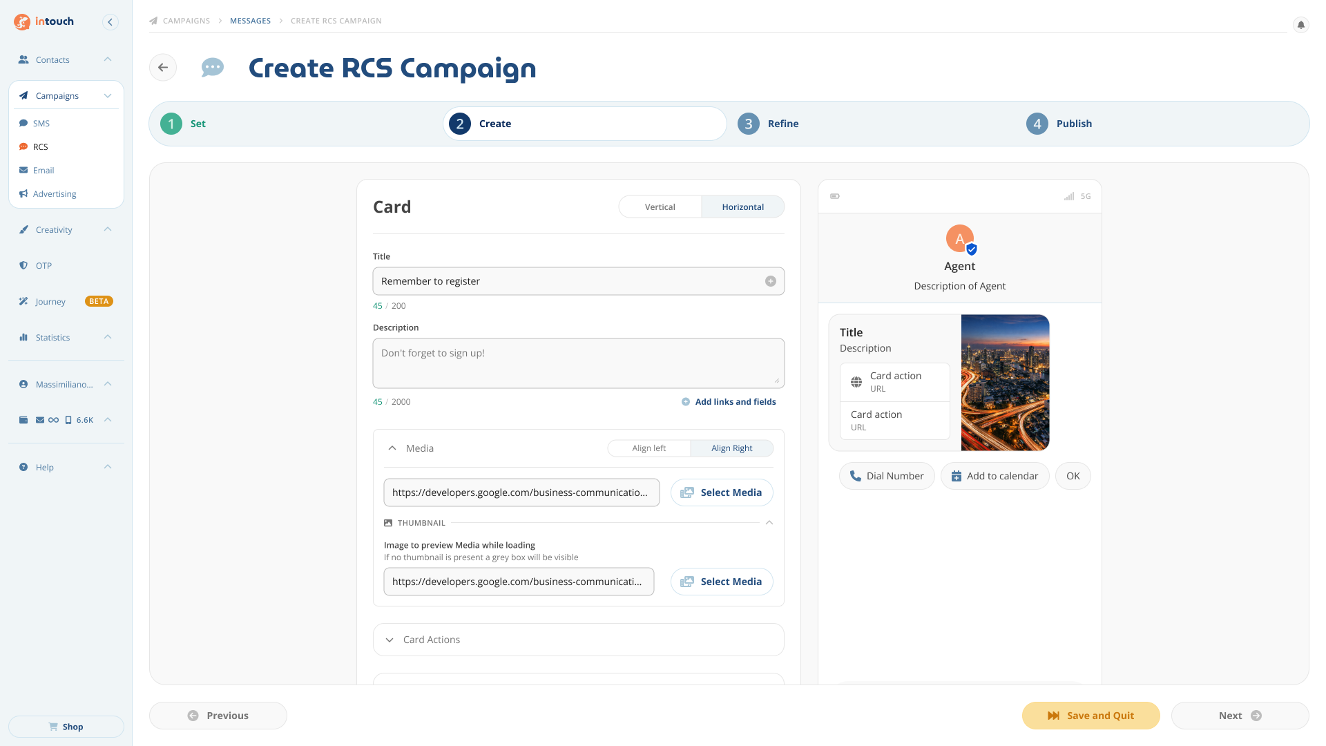 RCS Campaign creator