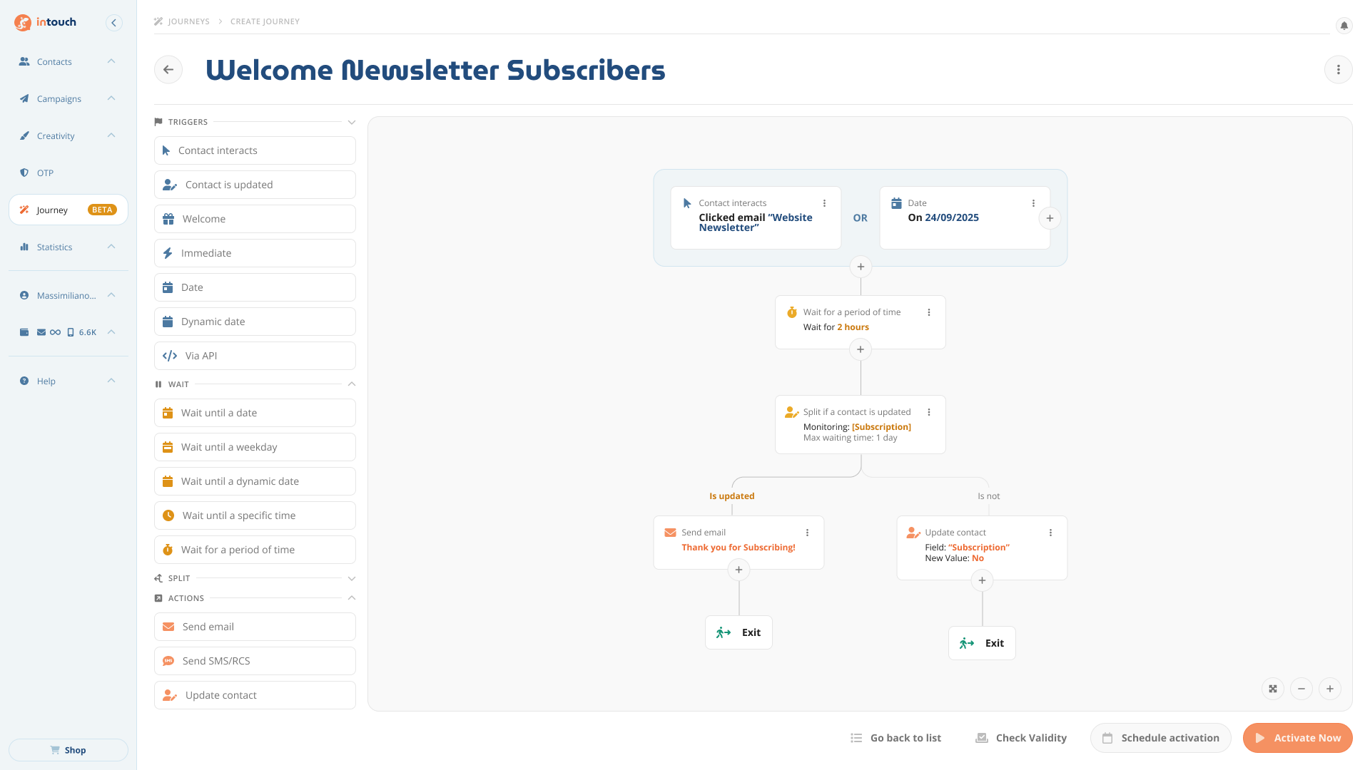 Welcome journey workflow builder